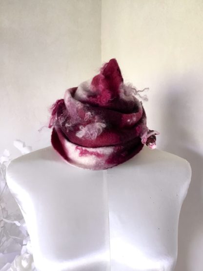Chapeau laine feutrée fuchsia rose prune