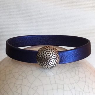 Bracelet cuir bleu balle de golf