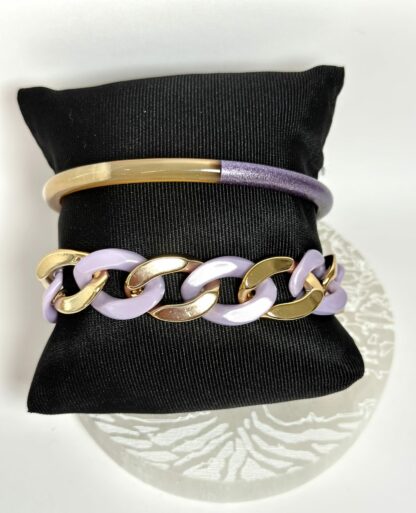Bracelet parme et doré – Image 2