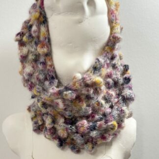 Snood en alpaga violet rose jaune beige