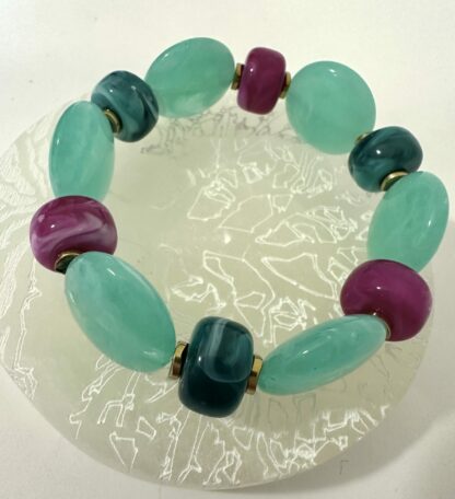 Bracelet palet vert turquoise magenta