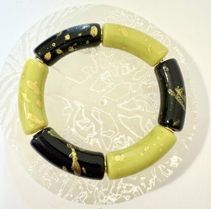 Bracelet noir vert anis doré