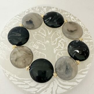 Bracelet noir gris palets