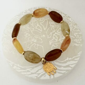 Bracelet perles marron ambre beige