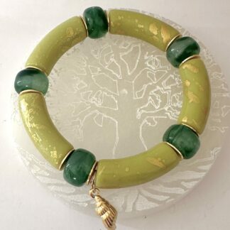Bracelet vert anis doré