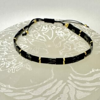 Bracelet perles Tila noir et or