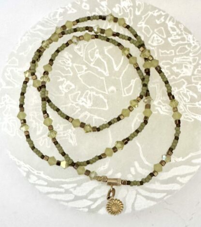Bracelet 3 tours vert kaki