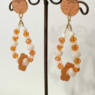 Boucles d’oreilles ovales orange ivoire