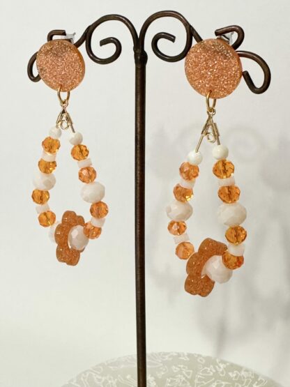 Boucles d’oreilles ovales orange ivoire