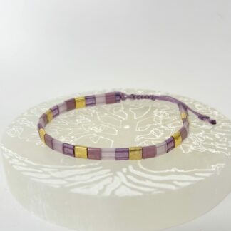 Bracelet perles Tila parme doré
