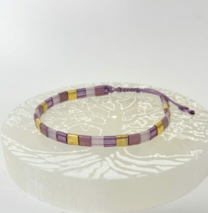Bracelet perles Tila parme doré