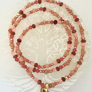 Bracelet 3 tours orange doré