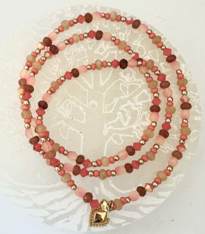 Bracelet 3 tours orange doré