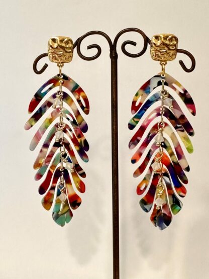 Boucles d’oreilles arêtes multicolores
