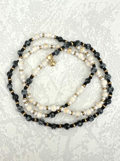 Bracelet 3 tours obsidienne jade