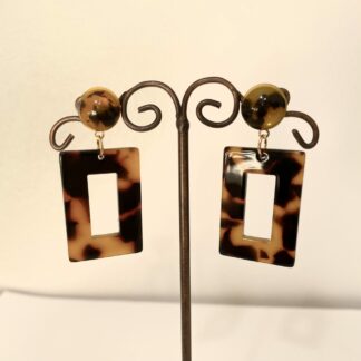 Boucles d’oreilles rectangles tigrées