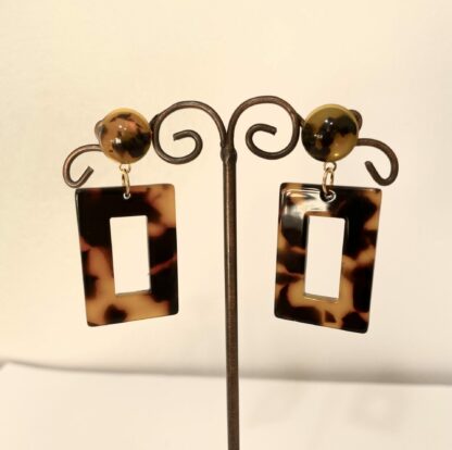Boucles d’oreilles rectangles tigrées