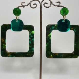 Boucles d'oreilles carrées vertes