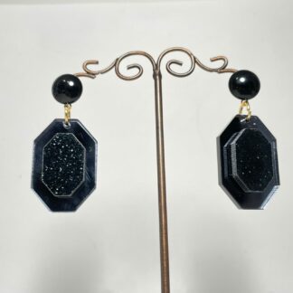 Boucles d’oreilles hexagonales noires
