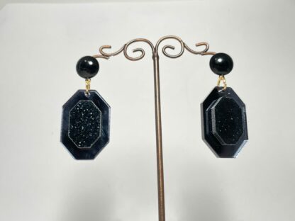 Boucles d’oreilles hexagonales noires
