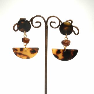 Boucles d'oreilles demi cercle perle ocre