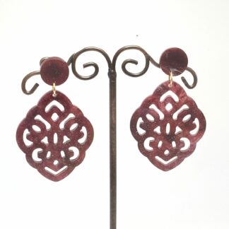 Boucles d'oreilles losanges bordeaux