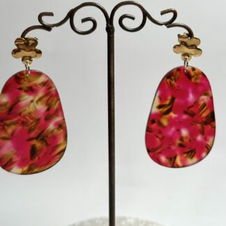 Boucles d’oreilles magenta ambre