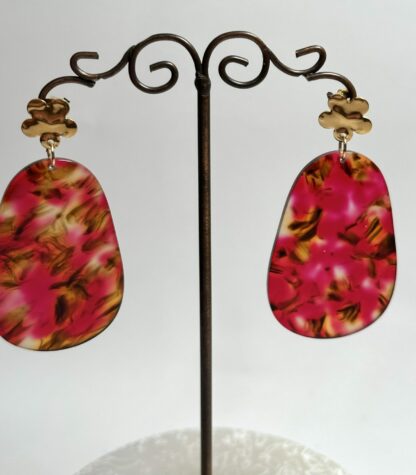 Boucles d’oreilles magenta ambre