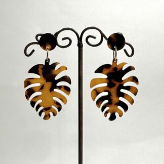 Boucles d’oreilles feuilles tigrées marron