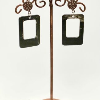 Boucles d’oreilles noir gris rectangles
