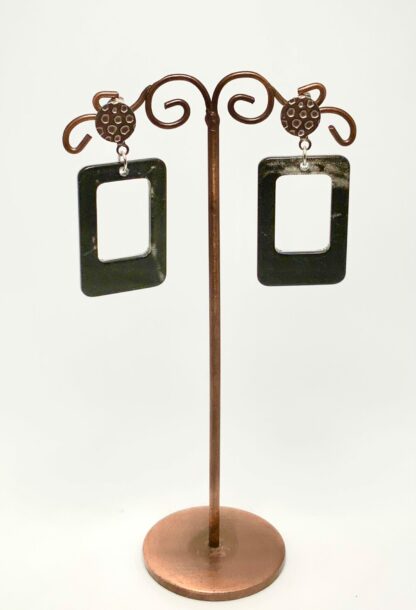 Boucles d’oreilles noir gris rectangles