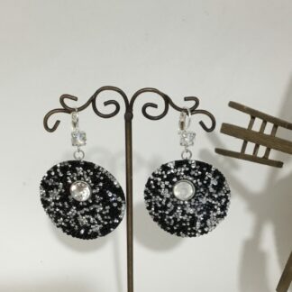 Boucles d'oreilles Crystal Swarovsky noir argent