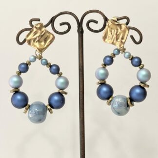 Boucles d'oreilles perles bleues