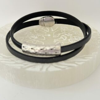Bracelet cuir 2 tours anthracite