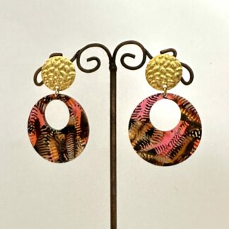 Boucles d'oreilles rondes tigrées rouges