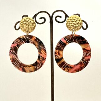 Boucles d'oreilles rondes rouges tigrées