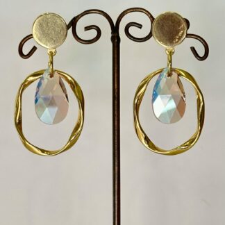 Boucles d'oreilles acier doré crystal