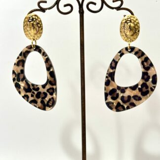 Boucles d'oreilles ovales léopard