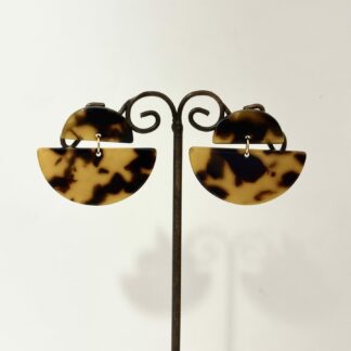 Boucles d'oeilles demi cercle ocre noir