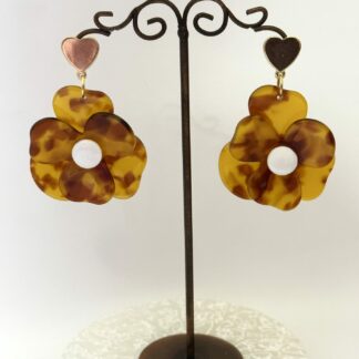 Boucles d'oreilles fleur ocre tachete