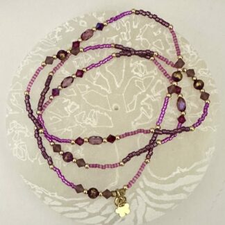 Bracelet 3 tours violet rose