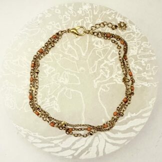 Bracelet 3 chaînes acier doré